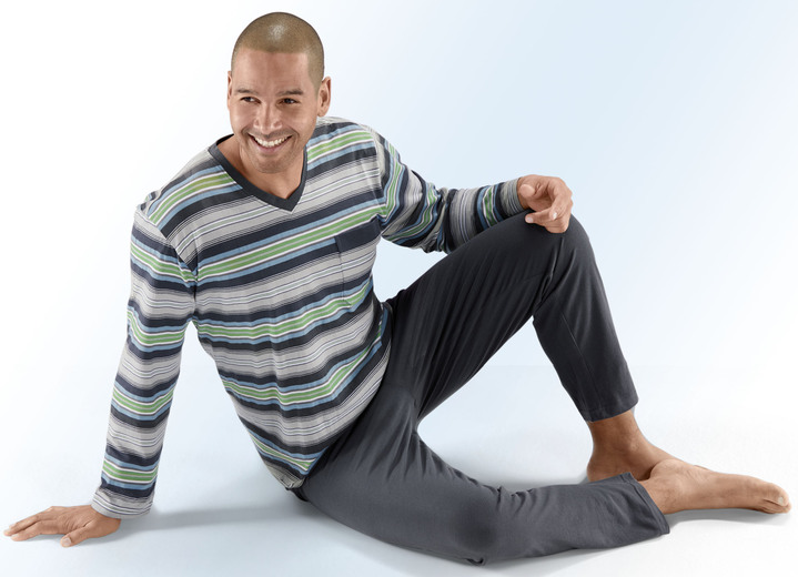 - Zweierpack Pyjamas, in Größe 046 bis 062, in Farbe 1X ANTHRAZIT-BUNT, 1X MARINE-BUNT Ansicht 1
