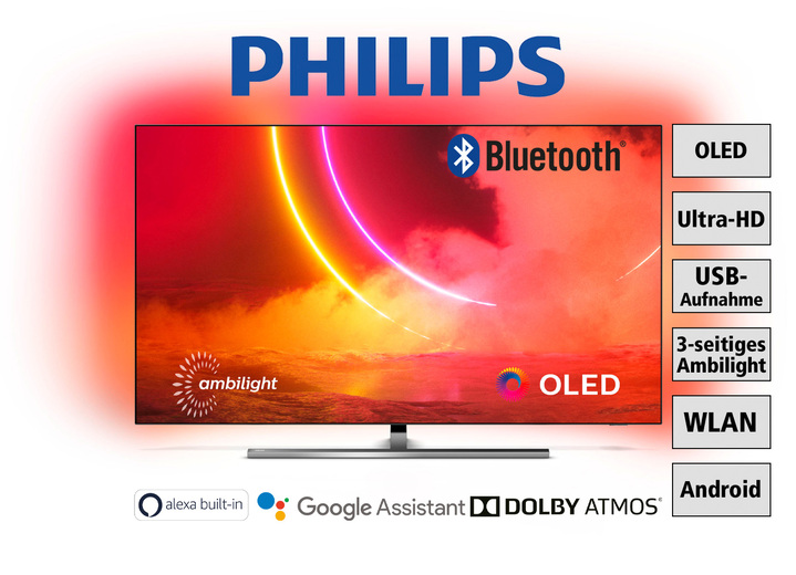 - Philips 55OLED855 4K-Ultra-HD-OLED-Fernseher, in Farbe SCHWARZ Ansicht 1