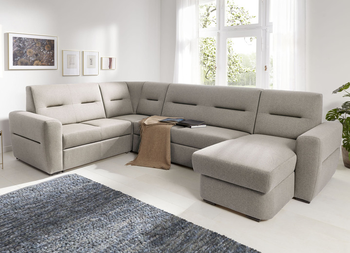 Polsterecken - Frei im Raum aufstellbare Polstermöbel mit Bettfunktion, in Farbe CAPPUCCINO, in Ausführung Polsterecke, 263x155 cm Ansicht 1