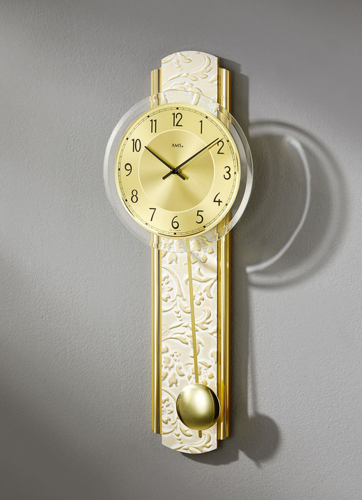 Uhren - Wanduhr mit Quartzuhrwerk, in Farbe GOLD-WEIß