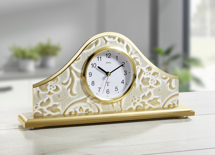 Uhren - Tischuhr mit Funkuhrwerk, in Farbe GOLD-WEIß