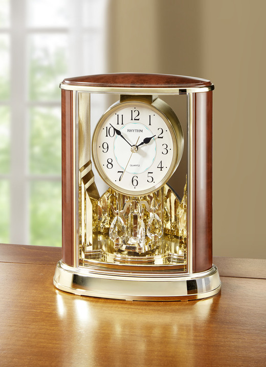 Uhren - Tischuhr mit goldfarbenen Ausschmückungen, in Farbe GOLD-BRAUN