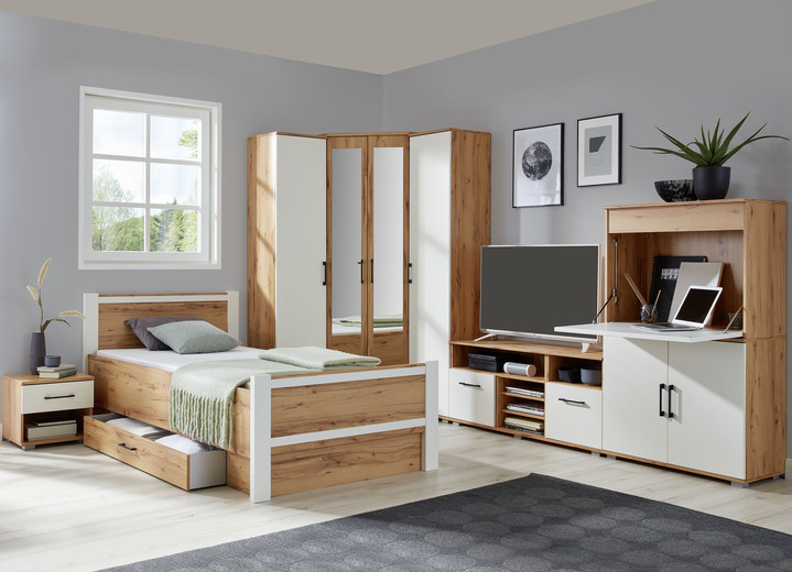 Bettgestelle - Schlafzimmermöbel mit Komfortbetten, in Farbe EICHE SONOMA-WEISS, in Ausführung Nachttisch Ansicht 1