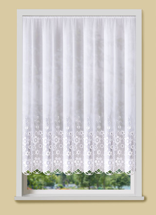 Blumenfenster-Store mit echter Plauener Stickerei