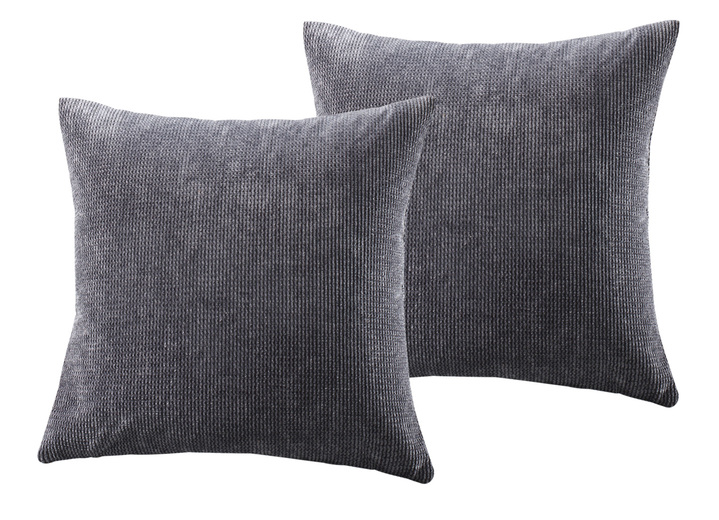 Sessel- & Sofaüberwürfe - Wohnaccessoires in Wellen-Cord-Optik, in Größe 100 (Sesselschoner, 50x140 cm) bis 905 (2 Kissenbezüge, 40x 40 cm), in Farbe GRAU Ansicht 1
