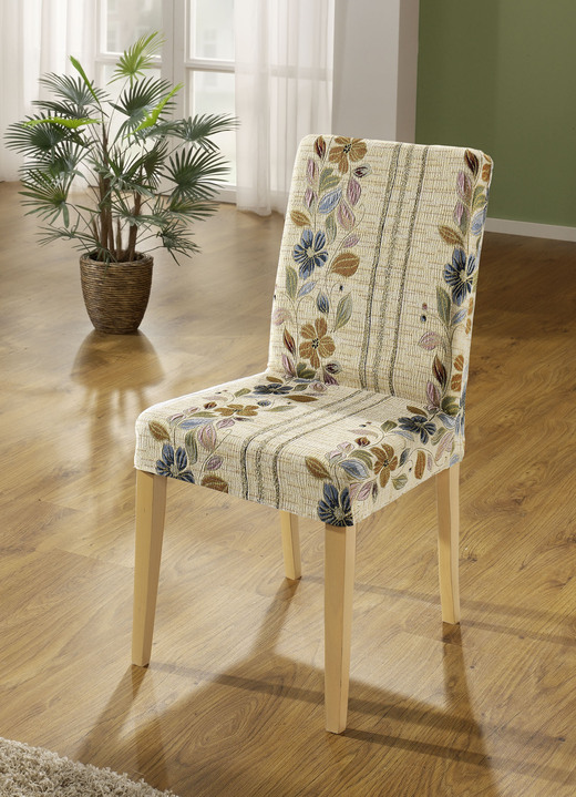 Sessel- & Sofaüberwürfe - Stretchbezüge mit klassisch dezenten Blumendessin, in Größe 101 (Sesselbezug) bis 106 (Stuhlbezug), in Farbe BUNT Ansicht 1