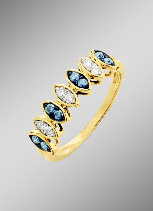 Ringe - Damenring mit Brillanten in Blau und Weiss, in Größe 160 bis 220, in Farbe