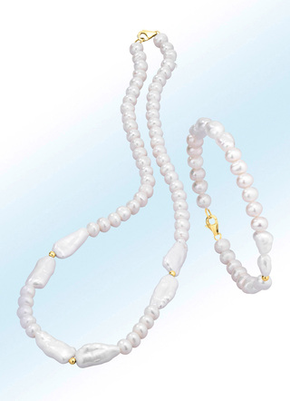 Perlen-Halskette und Armband mit Karabiner