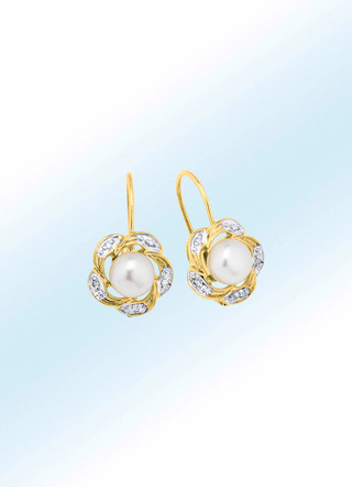 Ohrringe mit Süsswasser-Zuchtperle und Diamanten