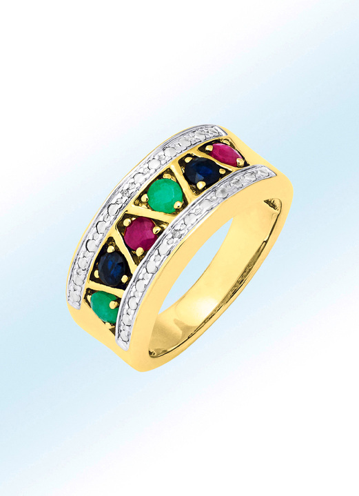 Ringe - Damenring mit echt Smaragd, in Größe 160 bis 220, in Farbe