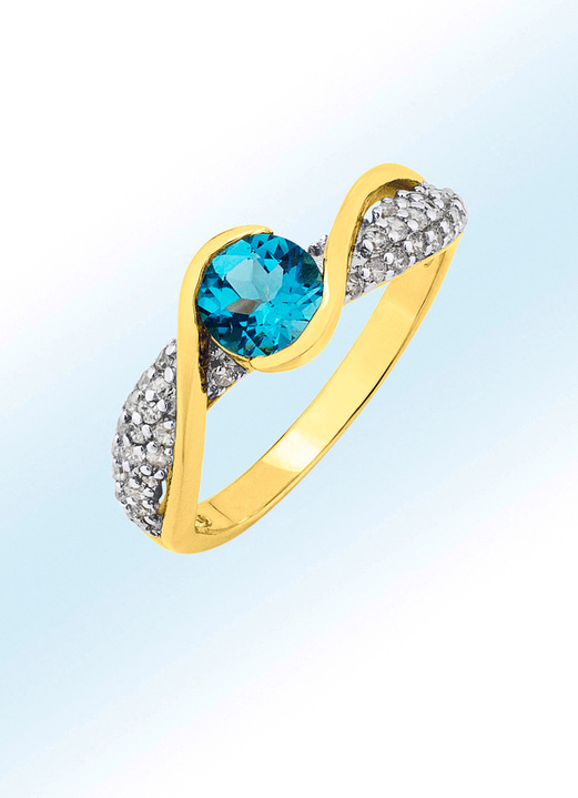 Ringe - Bezaubernder Damenring mit Blautopas, in Größe 160 bis 220, in Farbe