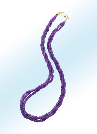 Klassische 3-reihige Halskette mit echt Amethyst