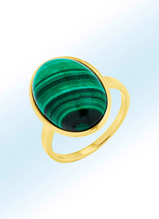 Ringe - Damenring mit echt Malachit, in Größe 160 bis 220, in Farbe