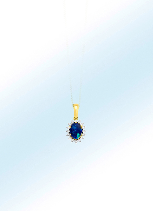 - Anhänger mit Diamanten und echt Opal, in Farbe