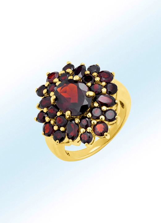 Ringe - Damenring mit echt Granat, in Größe 160 bis 220, in Farbe