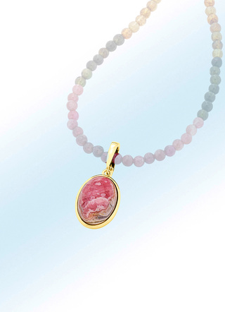 Vergoldeter Anhänger mit Rhodochrosit