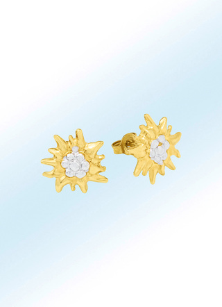 Edelweiss-Ohrstecker in Bicolor
