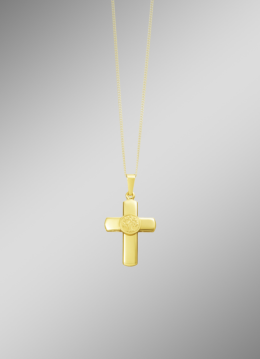 - Kreuz-Anhänger aus Gold, in Farbe  Ansicht 1