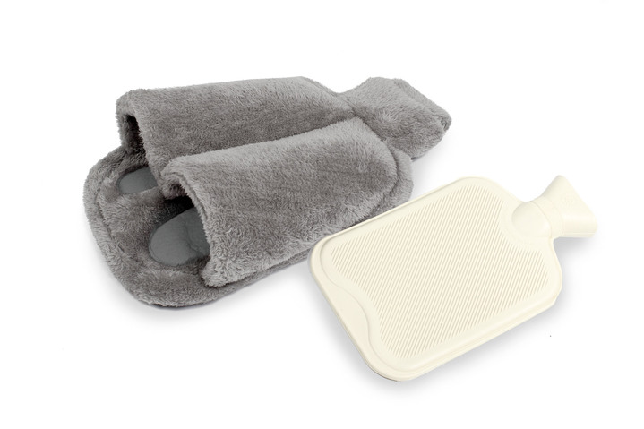 Wärme & Entspannung - Vital Comfort Fuß-Wärmflasche mit sanftem Fleece-Bezug, in Farbe GRAU Ansicht 1
