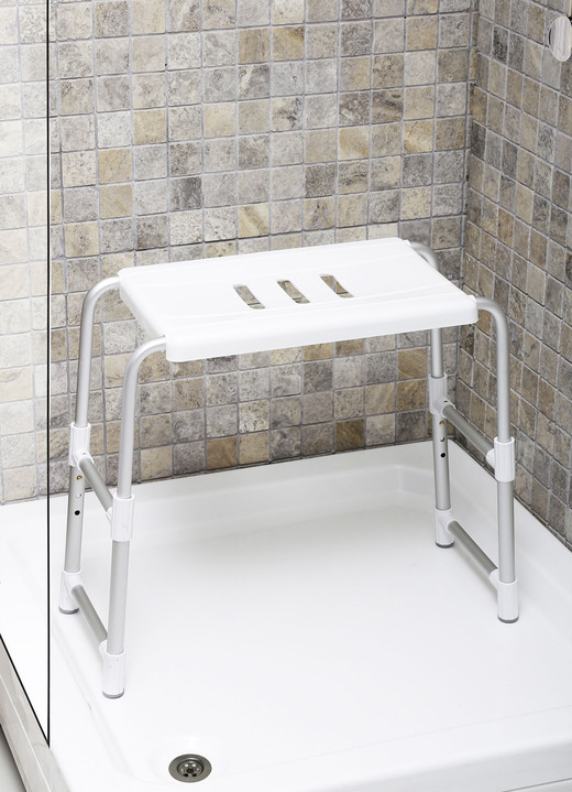 Badhilfen - Dusch- und Badehocker mit XXL-Sitzfläche, in Farbe WEIß
