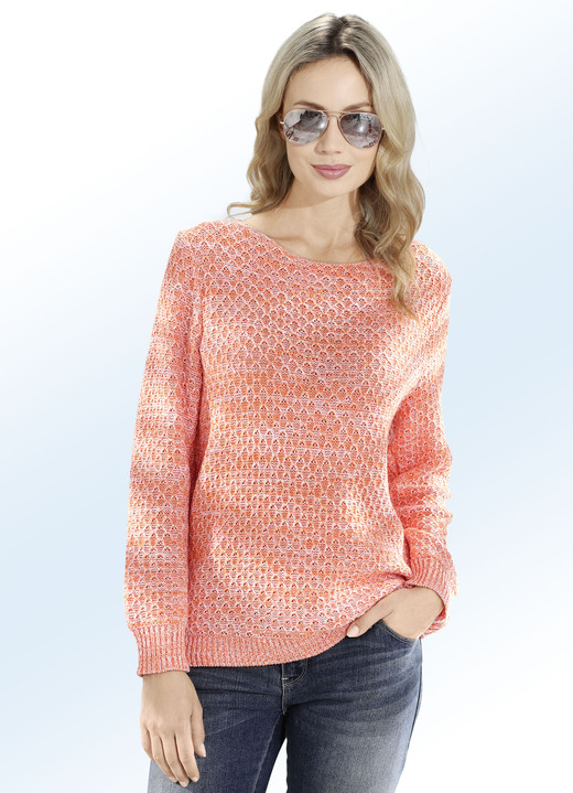 Pullover & Strickmode - Pullover aus Melangegarn mit Alloverstruktur, in Größe 036 bis 052, in Farbe MANGO-WEISS