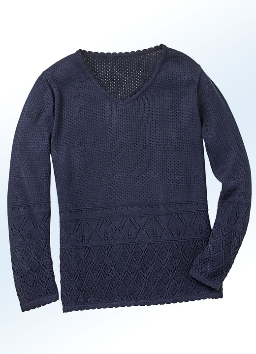 - Pullover mit Ajourmustermix, in Größe 038 bis 052, in Farbe MARINE