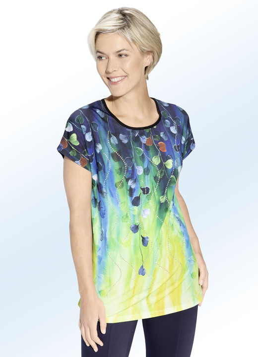 - Shirt mit Strasszier im Vorderteil, in Größe 038 bis 054, in Farbe ROYALBLAU-GRÜN