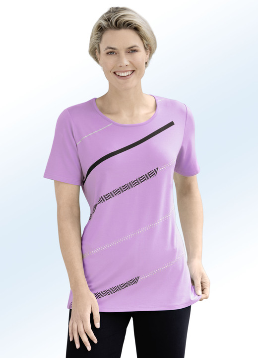 Shirts - Shirt mit Kontrast-Druck in 2 Farben, in Größe 038 bis 054, in Farbe FLIEDER Ansicht 1