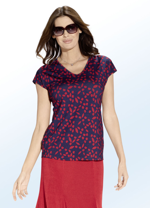 - Shirt mit überschnittener Schulterpartie, in Größe 038 bis 052, in Farbe MARINE-ROT Ansicht 1