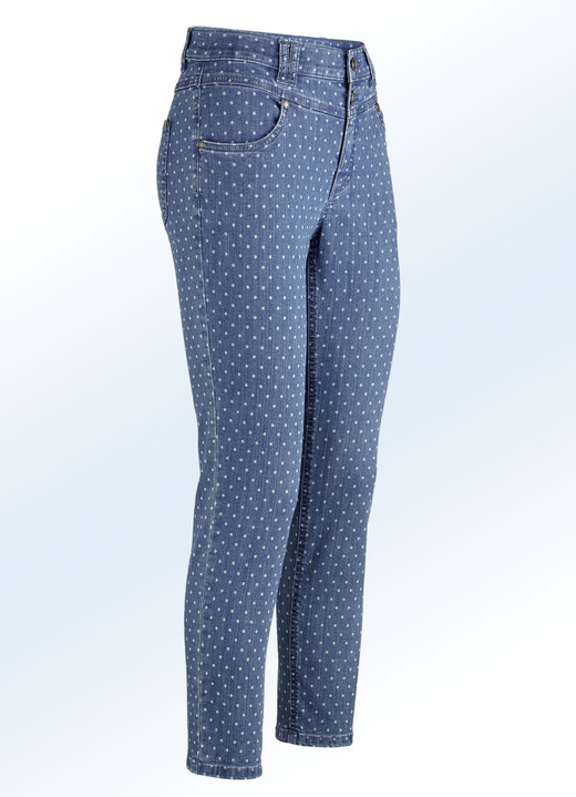 Hosen - Jeans mit angesagter Punktedessinierung, in Größe 017 bis 050, in Farbe JEANSBLAU Ansicht 1