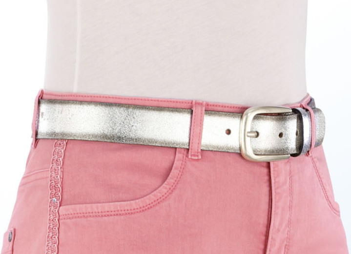 Gürtel - Schicker Ledergürtel, in Größe 080 bis 100, in Farbe ANTIKSILBER Ansicht 1