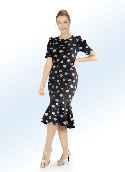 - Kleid mit Floraldruck, in Größe 042 bis 044, in Farbe SCHWARZ-SILBER