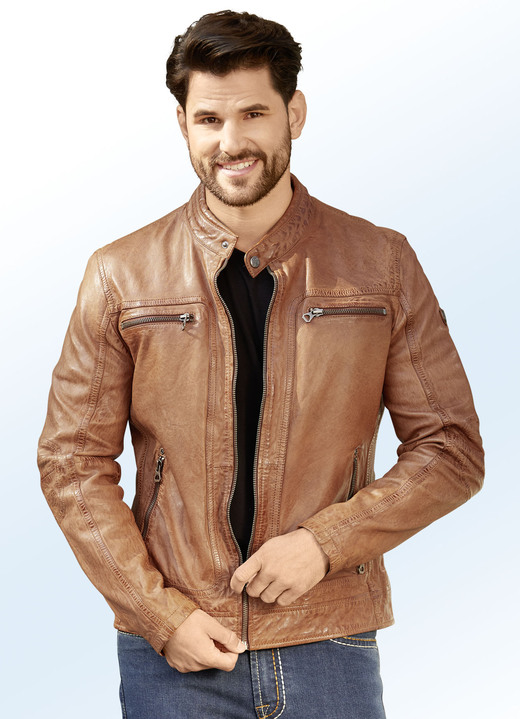 - Lederkurzjacke von «Gipsy», in Größe 3XL (58) bis XXL (56), in Farbe COGNAC