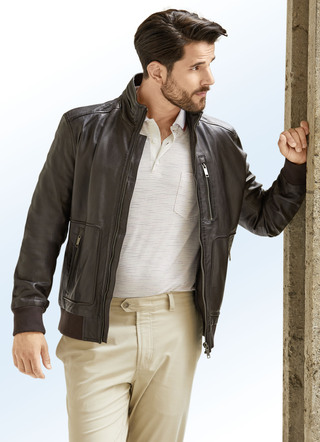 Lederblouson mit Stehkragen
