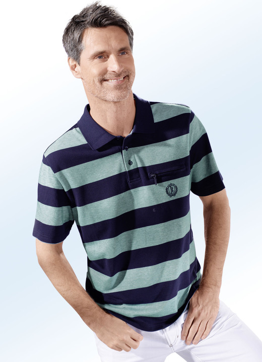 Shirts - Poloshirt in 2 Farben, in Größe 046 bis 062, in Farbe JADEGRÜN-MARINE Ansicht 1
