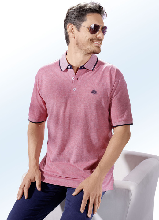 Shirts - Poloshirt in 3 Farben, in Größe 046 bis 060, in Farbe ROT MELIERT Ansicht 1