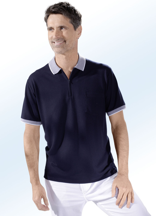 - Poloshirt mit Brusttasche, in Größe 046 bis 062, in Farbe MARINE