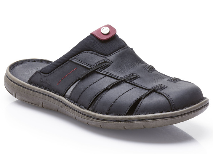 - Clog aus schattiertem Rindleder, in Größe 040 bis 046, in Farbe SCHWARZ-ROT