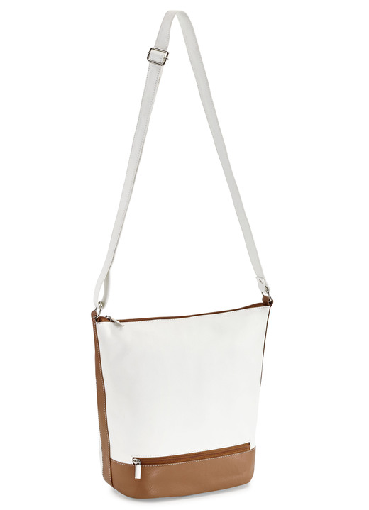 - Tasche aus Vollrind-Nappaleder, in Farbe WEISS-COGNAC Ansicht 1