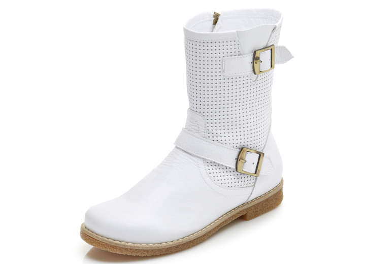 Damenmode - Stiefelette mit trendiger Zierlochung , in Größe 036 bis 042, in Farbe WEISS Ansicht 1