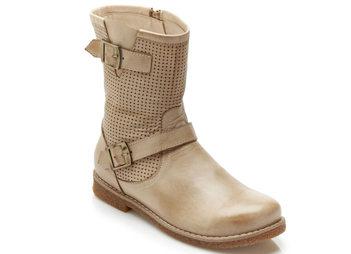 - Stiefelette mit trendiger Zierlochung , in Größe 036 bis 042, in Farbe CAMEL Ansicht 1