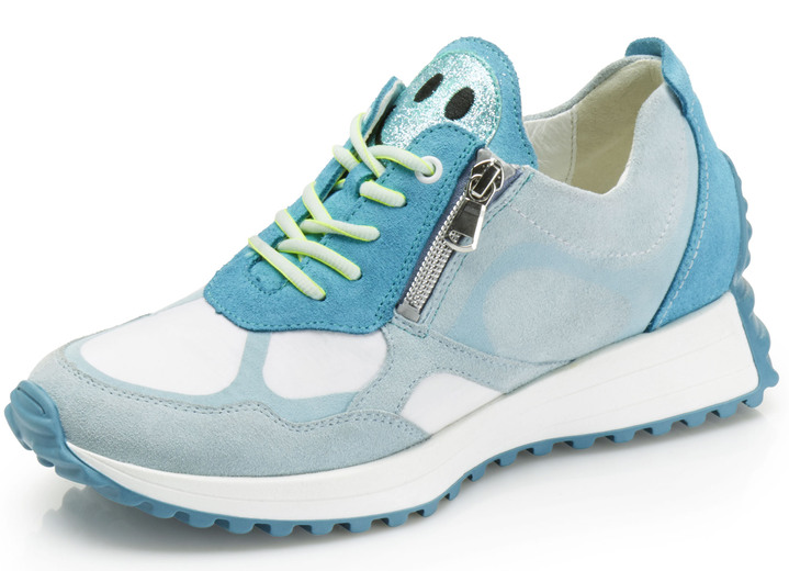 Slipper & Schnürschuhe - Waldläufer Sneaker mit frecher Glitzer-Applikation, in Größe 3 1/2 bis 8, in Farbe TÜRKIS Ansicht 1