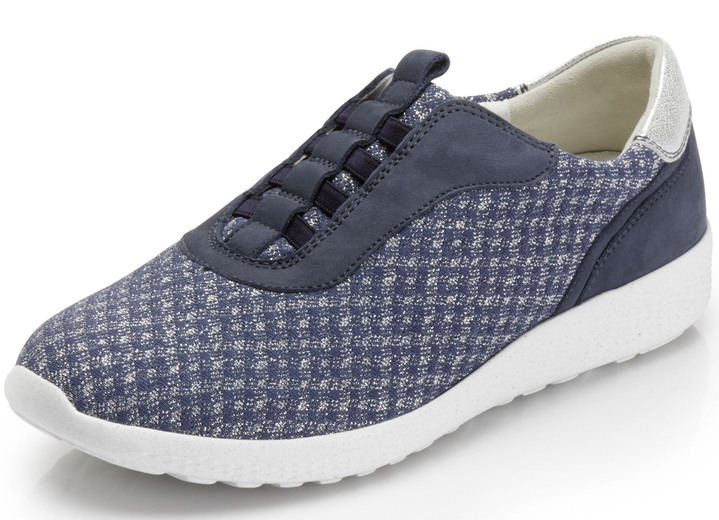 - Waldläufer Slipper aus edel glitzerndem Textilmaterial, in Größe 3 1/2 bis 8, in Farbe BLAU Ansicht 1
