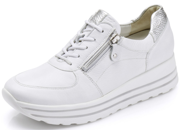 Slipper & Schnürschuhe - Waldläufer, bequeme Damen-Sneaker, Weite H, mit herausnehmbarem Fussbett, in Größe 3 1/2 bis 8, in Farbe WEISS Ansicht 1