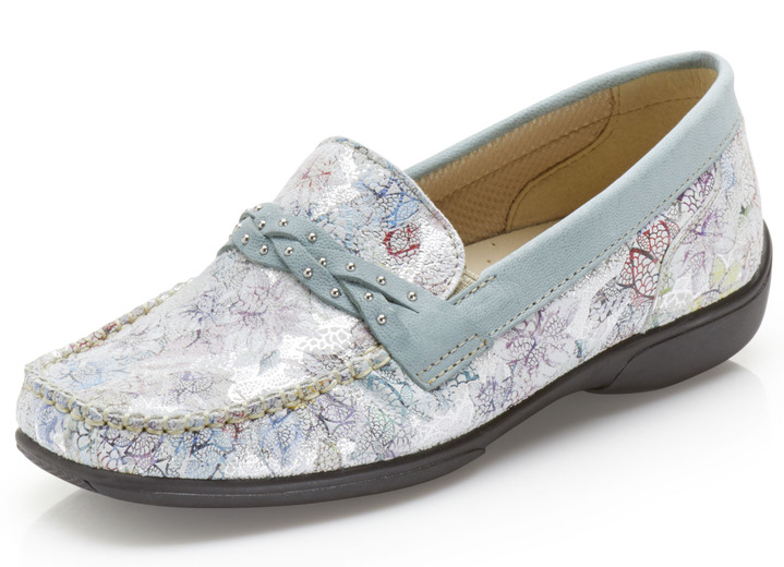 Slipper & Schnürschuhe - Slipper mit floralem Druck , in Größe 036 bis 041, in Farbe MINT Ansicht 1