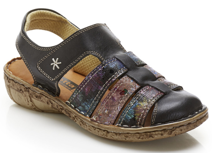 - Sandale im sommerlichen Dessin , in Größe 036 bis 042, in Farbe SCHWARZ-BUNT
