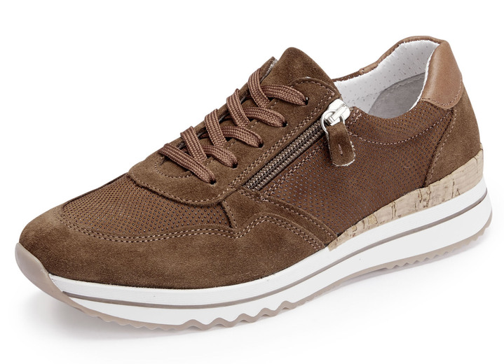 Slipper & Schnürschuhe - ELENA EDEN Sneaker mit Schnürung und Seitenreissverschluss, in Größe 036 bis 042, in Farbe COGNAC Ansicht 1