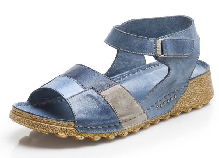 Sandaletten & Pantoletten - Gemini Sandale aus schattiertem Rind-Nappaleder, in Größe 036 bis 042, in Farbe JEANS-KIESEL Ansicht 1