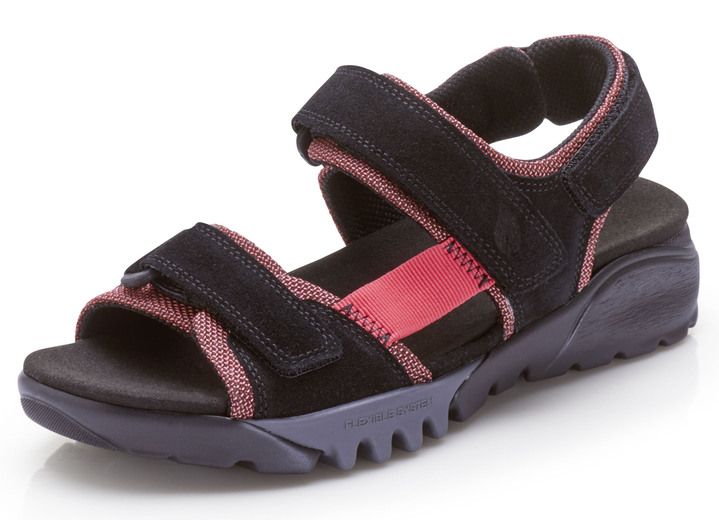 Slipper & Schnürschuhe - Waldläufer Sandale mit superflexibler Laufsohle , in Größe 3 1/2 bis 4 1/2, in Farbe SCHWARZ-ROT Ansicht 1