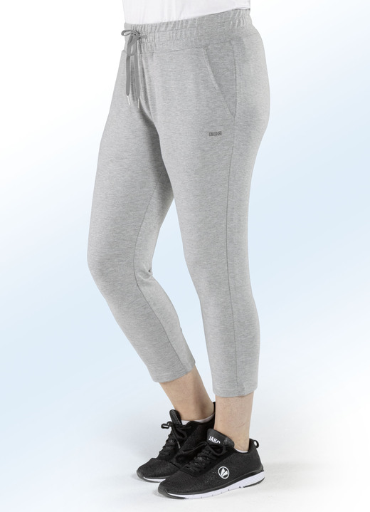 Homewear & Freizeitmode - Caprihose von «LPO» in 3 Farben, in Größe 036 bis 050, in Farbe HELLGRAU MELIERT Ansicht 1
